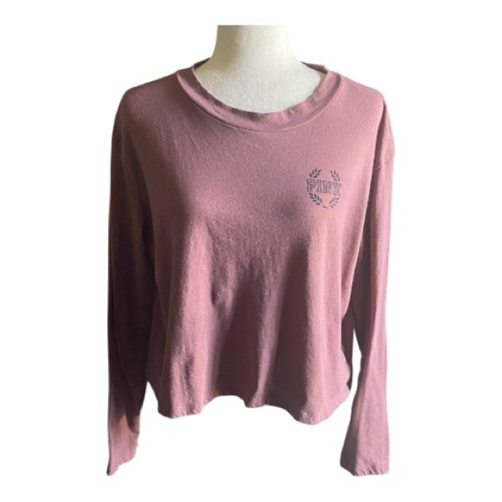 PINK VICTORIAS SECRET-CROPPED TSHIRT-WOMENS SIZE LARGE